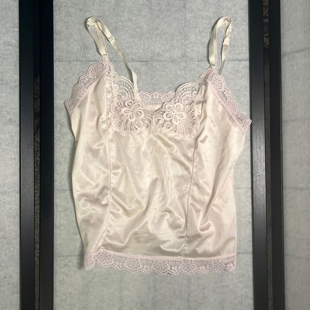 pink silk ajustable strap tank top
